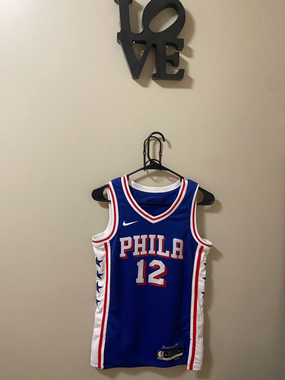 Nike Blue PHILA #12 Basketball Jersey with Red & White Trim